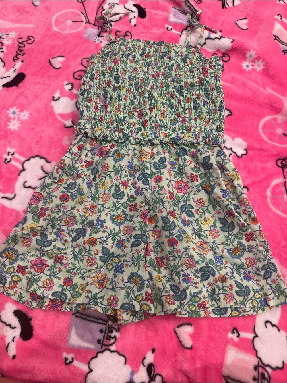 Polo by Ralph Lauren Green Floral Smocked Sundress